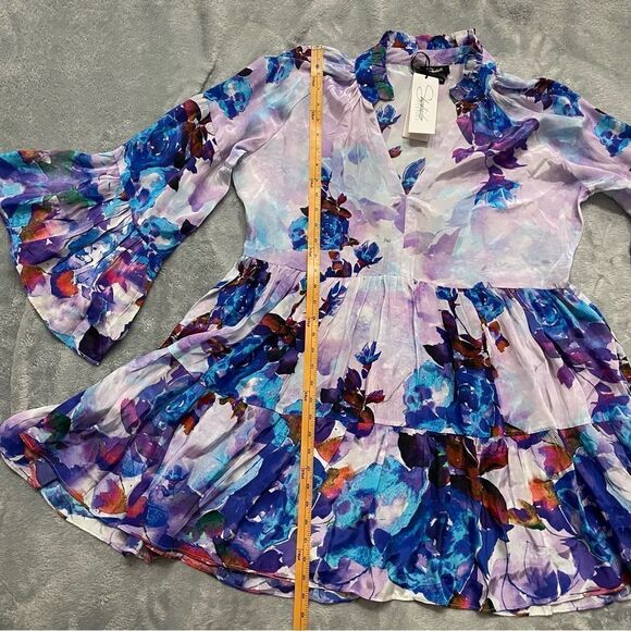 𝅺NWT Shahida Parides Floral Print Blouson Sleeve Dress Size XL - Picture 14 of 15